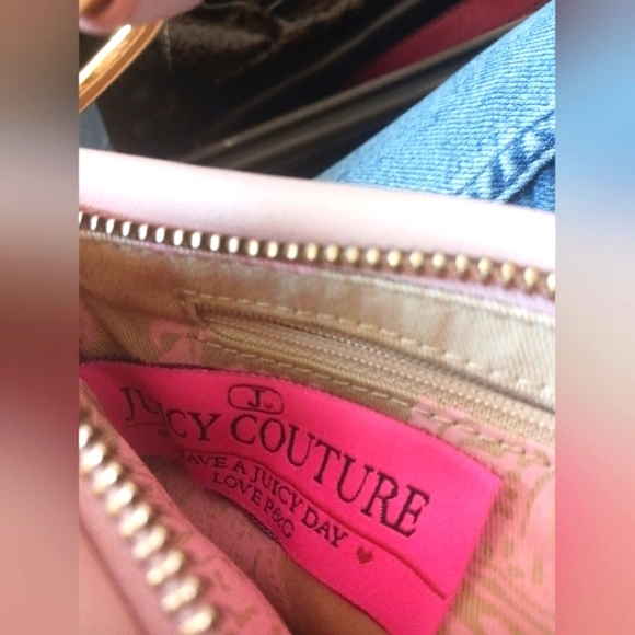 Juicy Couture Vintage Pink Leather Purse & Gold Letter J & 2 Chains - Picture 8 of 12